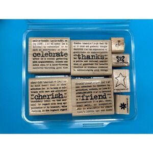 Mixed Stampin' Up! & D.O.T.S. Wood Stamp Lot - 8pc Dictionary & Icons